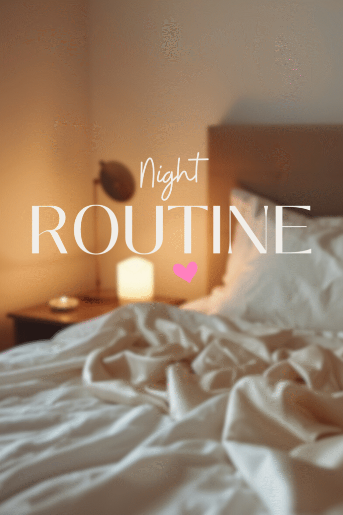 Satin pillowcase on bed — night routine for curly hair.